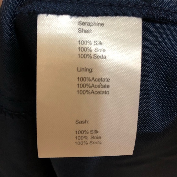 Seraphine Maternity LUXE navy & ivory polka dot silk cocktail “Cassandra” dress - Picture 8 of 9